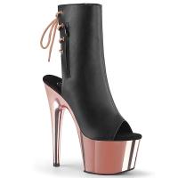 ADORE-1018 Pleaser high heels platform open toe ankle boot black rose gold chrome