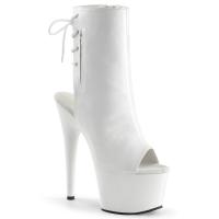 ADORE-1018 Pleaser high heels platform open toe ankle boot white vegan leather