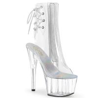 ADORE-1018C Pleaser vegane Damen High Heels Plateau Schnür-Stiefeletten clear