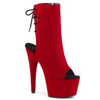ADORE-1018FS Pleaser High-Heels Platform Ankle Boots red Velours