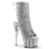 ADORE-1018G Pleaser high heels platform open toe/heel ankle boot silver glitter