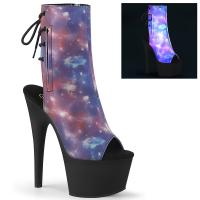 ADORE-1018REFL Pleaser High Heels Peep-Toe Plateaustiefeletten reflektierende Galaxie