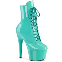 ADORE-1020 Pleaser vegane Damen High-Heels Plateau Schnürstiefeletten aqua Lack