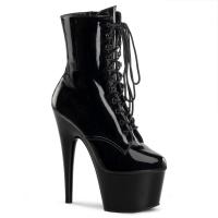 ADORE-1020 Pleaser high heels platform lace-up ankle boot black patent