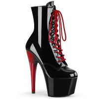 ADORE-1020 Pleaser vegane Damen High-Heels Plateau Schnürstiefeletten schwarz rot Lack