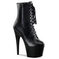 ADORE-1020 Pleaser High-Heels Plateau Schnürstiefeletten schwarz Echtleder