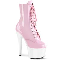 ADORE-1020 Pleaser high heels platform lace-up ankle boot baby pink white patent