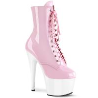ADORE-1020 Pleaser Damen High-Heels Plateau Schnürstiefeletten babypink weiß Lack
