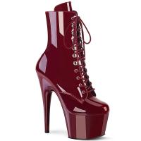 ADORE-1020 Pleaser vegane Damen High-Heels Plateau Schnürstiefeletten burgund Lack