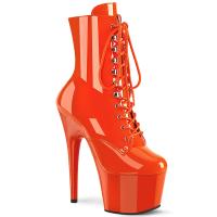 ADORE-1020 Pleaser high heels platform lace-up ankle boot orange patent