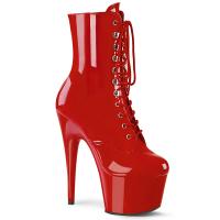 ADORE-1020 Pleaser high heels platform lace-up ankle boot red patent