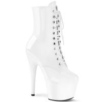 ADORE-1020 Pleaser high heels platform lace-up ankle boot white patent