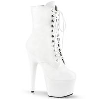 ADORE-1020 Pleaser high heels platform lace-up ankle boot white matte