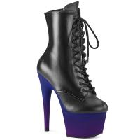 ADORE-1020BP Pleaser lace-up ankle boot blue purple ombre black matte