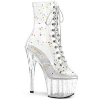 ADORE-1020C-2 Pleaser high heels platform ankle boot sequins mini glitter clear TPU