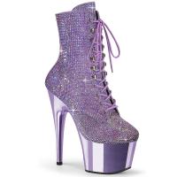 ADORE-1020CHRS Pleaser High Heels Plateaustiefeletten Multi Strass Chrom lavendel