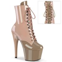 ADORE-1020DC Pleaser High Heels zweifarbige Plateaustiefeletten altrosa sand Lack