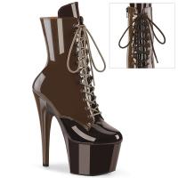 ADORE-1020DC Pleaser High Heels zweifarbige Plateaustiefeletten mokka kaffee Lack