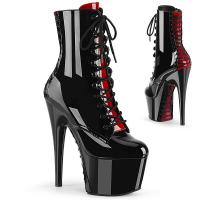 ADORE-1020FH Pleaser High-Heels Plateaustiefeletten schwarz-rot Korsettschnürung