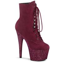 ADORE-1020FSMG Pleaser Lady Stiefeletten Velours burgund Multi Miniglitter