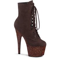 ADORE-1020FSMG elegante Pleaser Lady Stiefeletten Velours mokka Multi Miniglitter