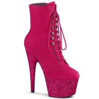 ADORE-1020FSMG vegane Pleaser Lady Stiefelette Velours hotpink Multi Miniglitter
