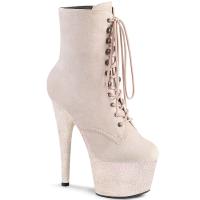 ADORE-1020FSMG Pleaser vegane Damen Plateau Stiefeletten opal Velours Multi Mini Glitter