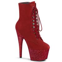 ADORE-1020FSMG elegante Pleaser Lady Stiefeletten Velours rot Multi Miniglitter