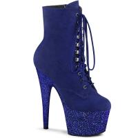 ADORE-1020FSMG Pleaser Plateau Stiefeletten royalblau Multi Mini Glitter Velours