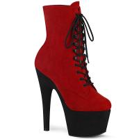 ADORE-1020FSTT Pleaser vegan lady high heels platform ankle boot red black suede