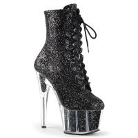 ADORE-1020G Pleaser High-Heels Platform Ankle Boots black Glitter