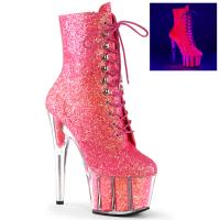 ADORE-1020G Pleaser High-Heels Platform Ankle Boots neon pink Glitter