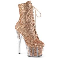 ADORE-1020G Pleaser High-Heels Platform Ankle Boots rosegold Glitter