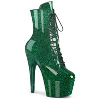 ADORE-1020GP Pleaser vegan ladies high heels ankle boot emerald green glitter patent