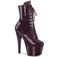 ADORE-1020GP Pleaser vegan ladies high heels ankle boot eggplant glitter patent