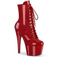 Sale ADORE-1020GP Pleaser High Heels Plateaustiefeletten rubinrot Glitter Lack 43