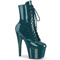 ADORE-1020GP Pleaser vegan ladies high heels ankle boot teal glitter patent