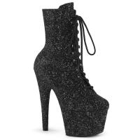 ADORE-1020GWR Pleaser vegan stiletto platform high heels ankle boot black glitter