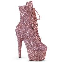 ADORE-1020GWR Pleaser edle Damen High Heels Plateaustiefeletten roségold Glitter