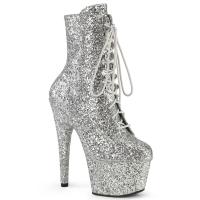 ADORE-1020GWR Pleaser Damen High Heels Plateaustiefeletten silber Glitter