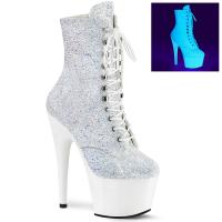 ADORE-1020LG Pleaser high heels platform lace-up ankle boot neon white multi glitter