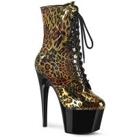 ADORE-1020LP Pleaser Damen High-Heels Plateaustiefeletten gold Metallic Leoprint