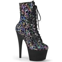 ADORE-1020LP Pleaser vegan high heels platform ankle boot zinn leo print holo