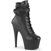 ADORE-1020POUCH Pleaser vegan high heels platform ankle boot hook n' loop black matte