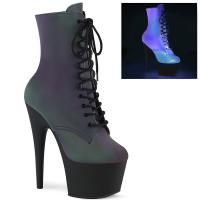 ADORE-1020REFL Pleaser vegan platform high heels ankle boot reflective green multi