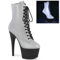 ADORE-1020REFL Pleaser Damen High Heels Stiefeletten reflektierend silber schwarz Matt