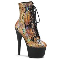 ADORE-1020SP Pleaser High Heels Stiefeletten gold Holo Schlangenprint schwarz