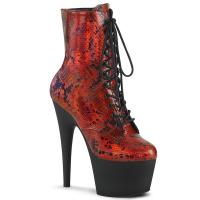 ADORE-1020SP Pleaser High Heels Stiefeletten rot Holo Schlangenprint schwarz