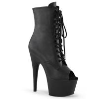 ADORE-1021 Pleaser high heels platform peep toe lace-up ankle boot black matte