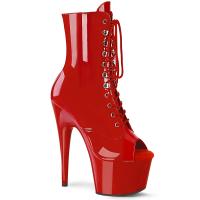 ADORE-1021 Pleaser high heels platform peep toe lace-up ankle boot red patent